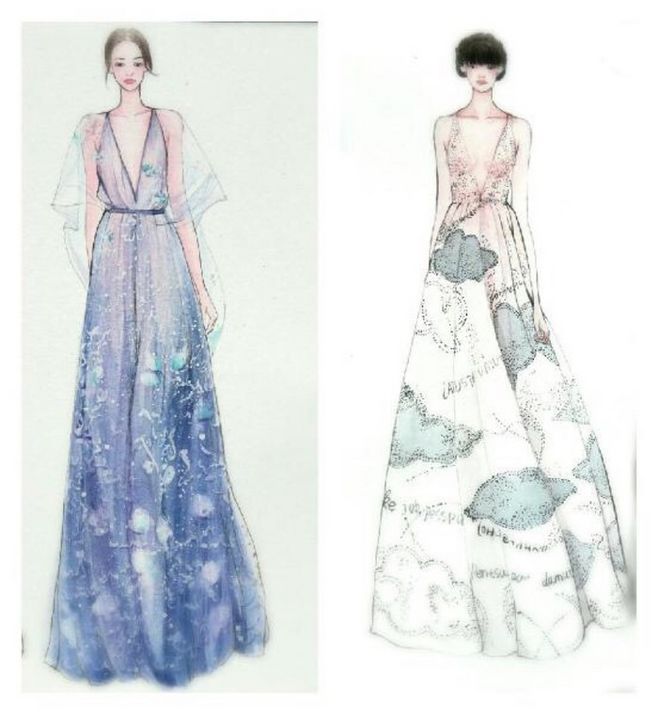 【筆尖時尚】水彩手繪 服裝插畫 手繪插畫 婚紗禮服 手繪 設(shè)計稿 volentino的秀場|來自 官官an